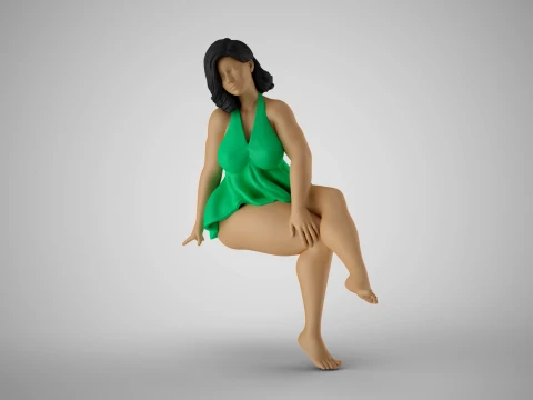 매력적인 소녀 앉아 3D 프린트 모델