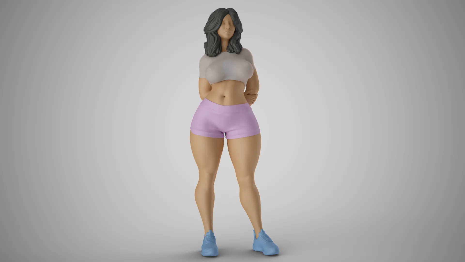Girl with Hands Behind 3D Print Model .c4d .max .obj .3ds .fbx .stl .blend
