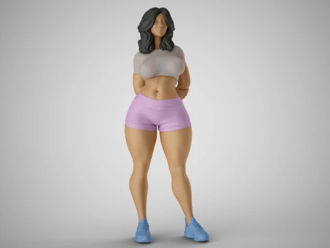 Fille avec les mains derrière Modèles 3D en vedette