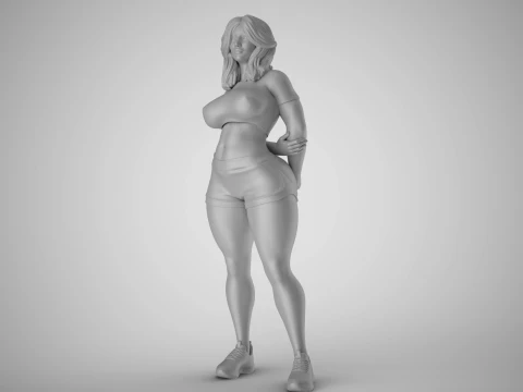 Girl with Hands Behind 3D Print Model