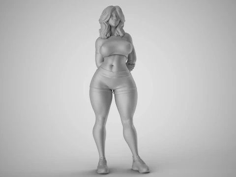 Girl with Hands Behind 3D Print Model