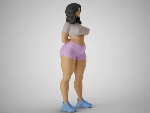 Girl with Hands Behind 3D Print Model