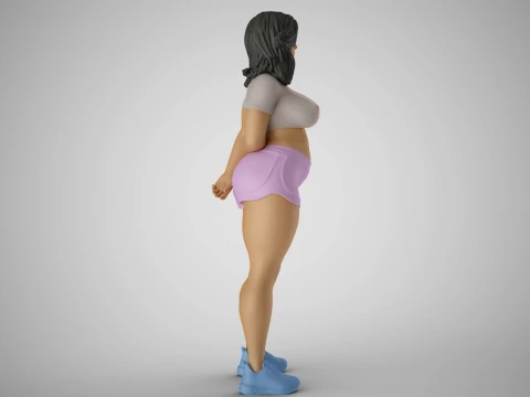 Girl with Hands Behind 3D Print Model