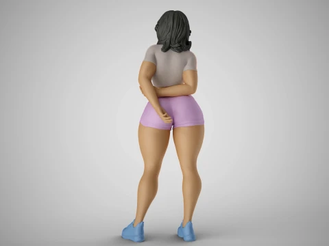 Girl with Hands Behind 3D Print Model