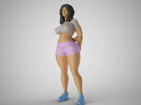 Girl with Hands Behind 3D Print Model