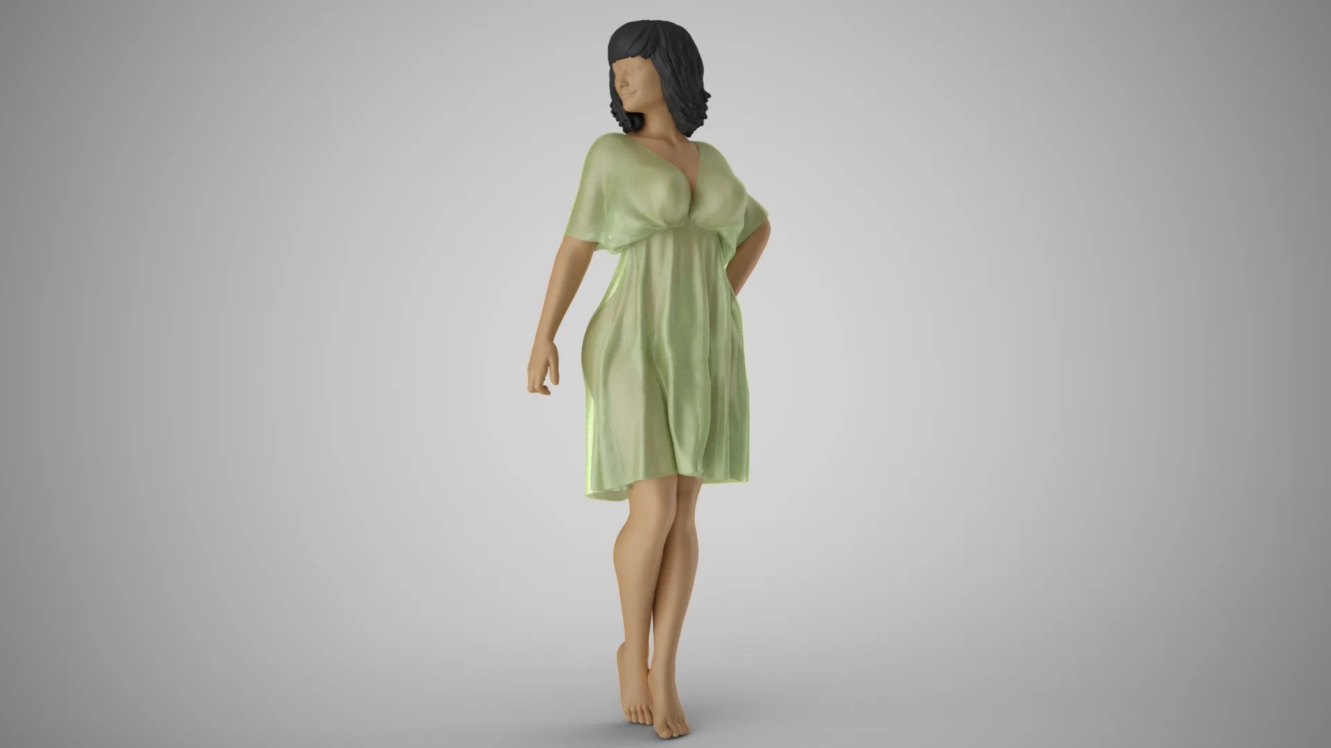 Young Woman Flashing 3D Print Model .c4d .max .obj .3ds .fbx .stl .blend