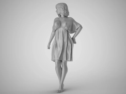 Young Woman Flashing 3D Print Model