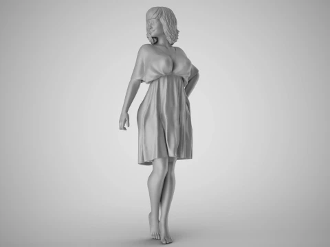 Young Woman Flashing 3D Print Model