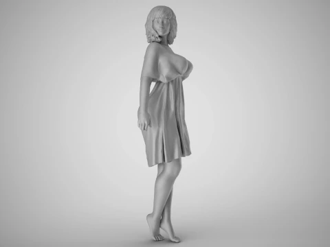 Young Woman Flashing 3D Print Model