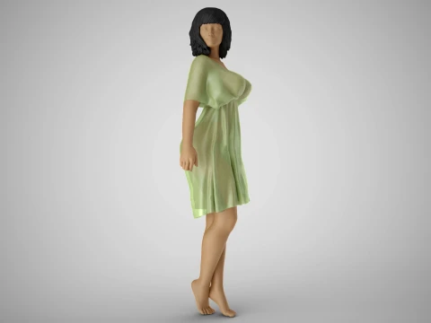 Young Woman Flashing 3D Print Model