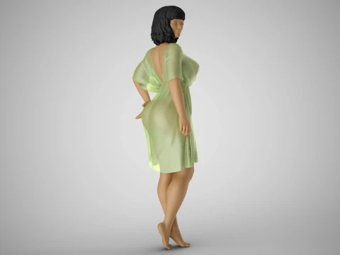 Young Woman Flashing 3D Print Model