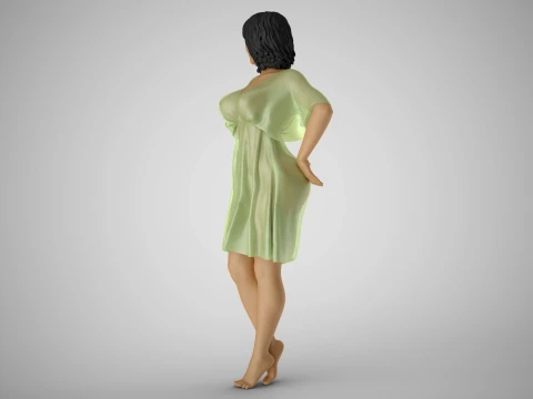 Young Woman Flashing 3D Print Model