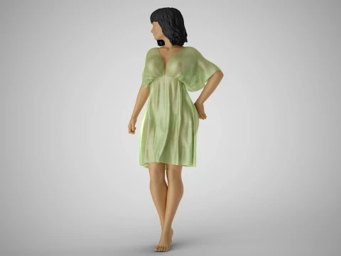 Young Woman Flashing 3D Print Model