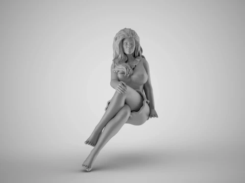 Girl in a Short Skirt her Legs Crossed 3D Print Model