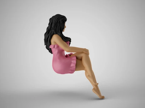 Girl in a Short Skirt her Legs Crossed 3D Print Model