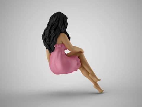 Girl in a Short Skirt her Legs Crossed 3D Print Model