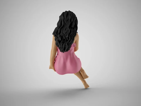 Girl in a Short Skirt her Legs Crossed 3D Print Model