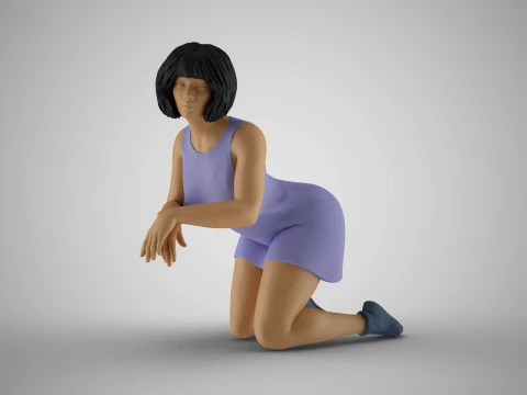 Frau lehnt mit Armen 3D Druckmodell