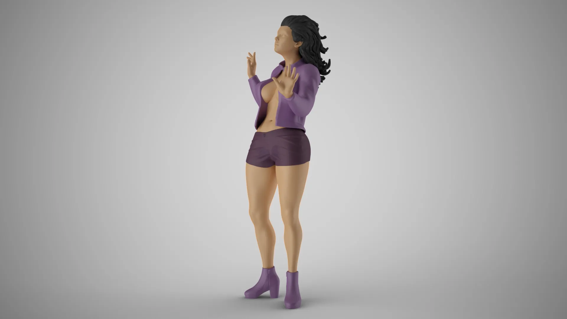 Young Woman Flashing 2 3D Print Model .c4d .max .obj .3ds .fbx .stl .blend 