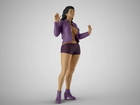 Young Woman Flashing 2 3D Print Model