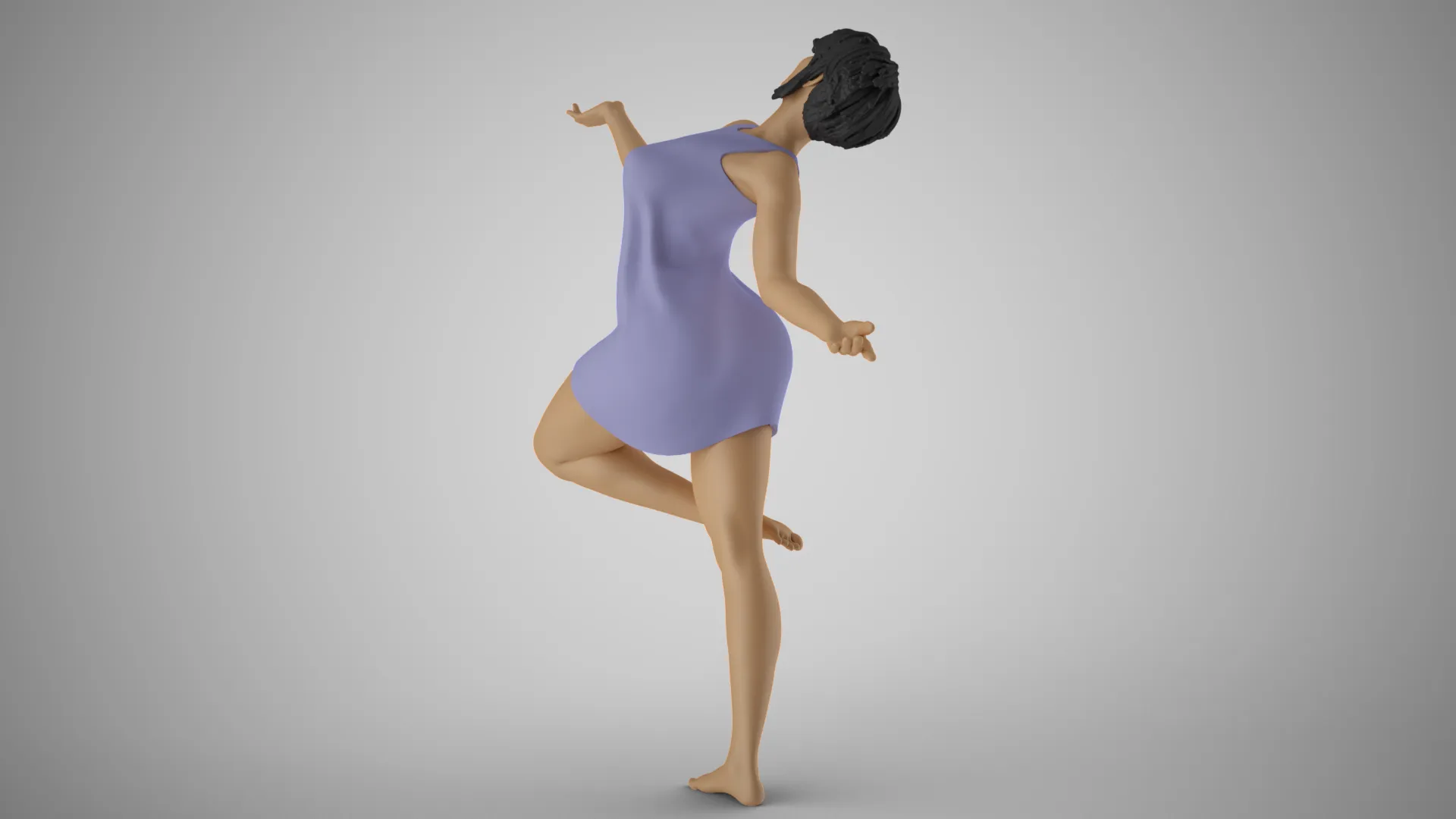 自由奔放な女の子 3Dプリントモデル .c4d .max .obj .3ds .fbx .stl .blend