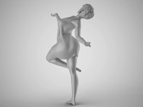 自由奔放な女の子 3Dプリントモデル