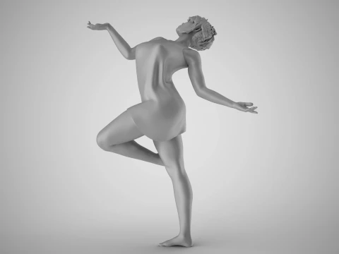 自由奔放な女の子 3Dプリントモデル