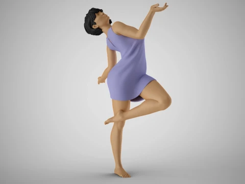 自由奔放な女の子 3Dプリントモデル