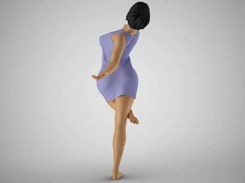自由奔放な女の子 3Dプリントモデル