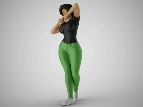Girl Clenching her Fists 3D Print Model