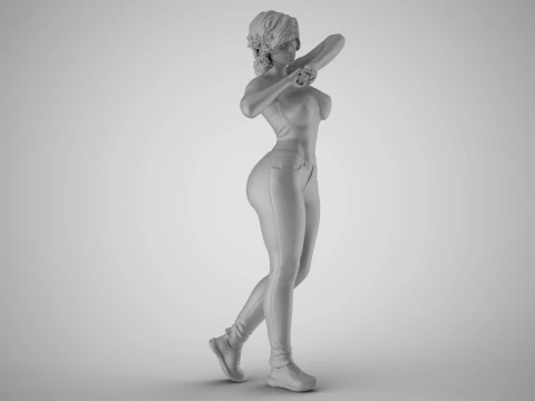 Girl Clenching her Fists 3D Print Model
