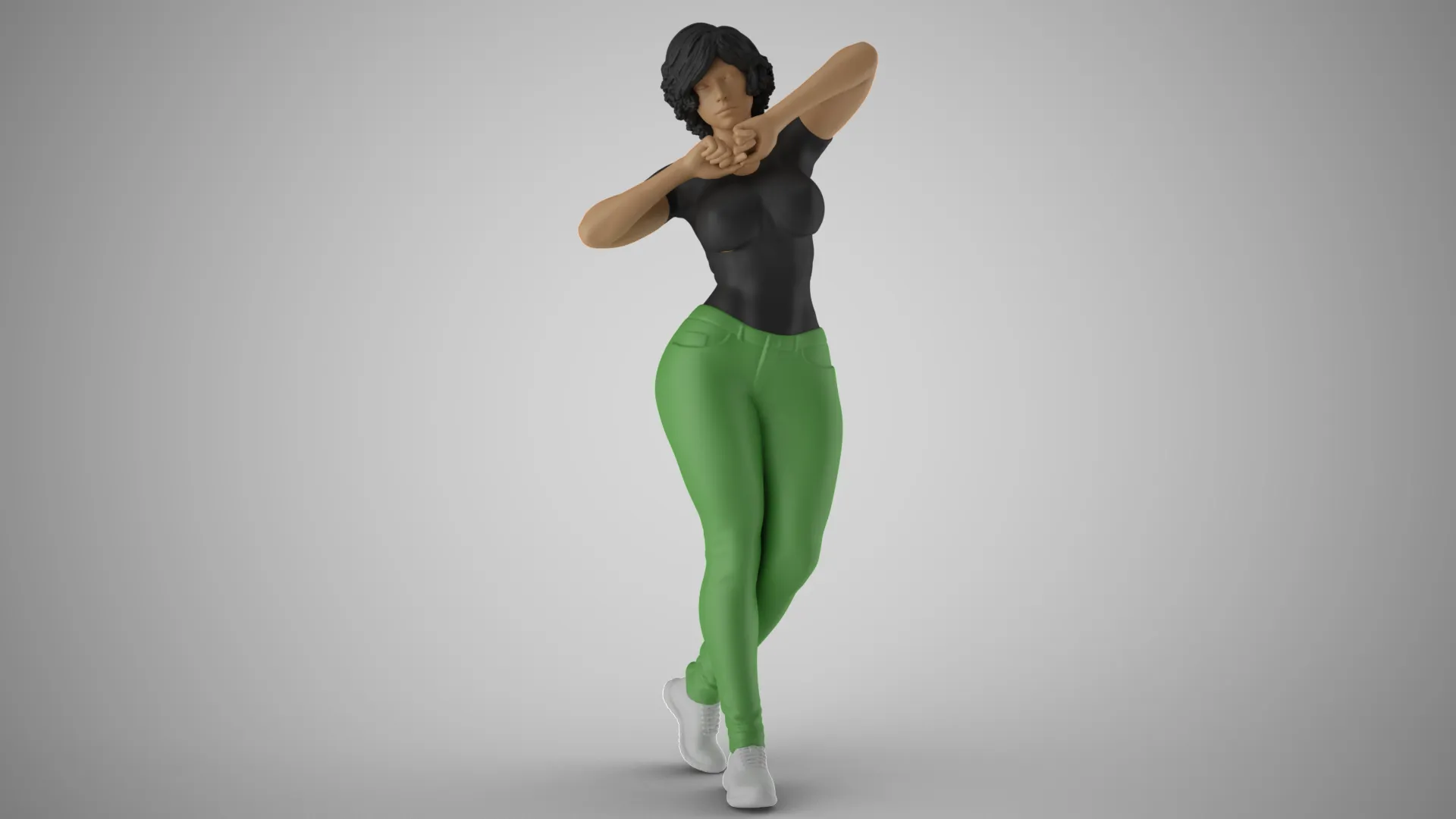 Girl Clenching her Fists 3D Print Model .c4d .max .obj .3ds .fbx .stl .blend