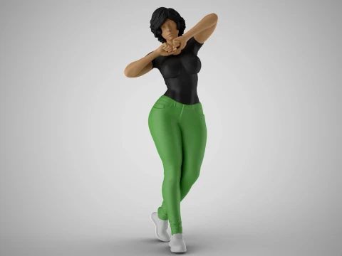 Fille serrant les poings Modèles 3D en vedette
