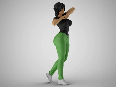 Girl Clenching her Fists 3D Print Model