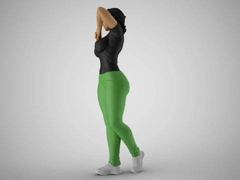 Girl Clenching her Fists 3D Print Model