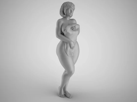 Girl Covering Herself 3D Print Model