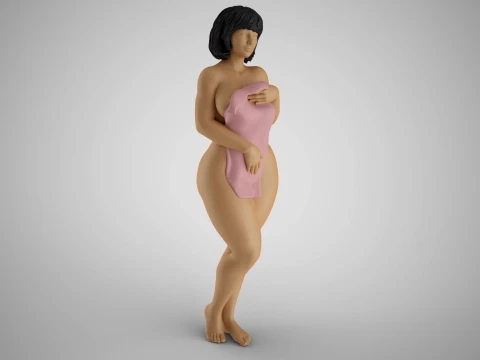 Girl Covering Herself 3D Print Model