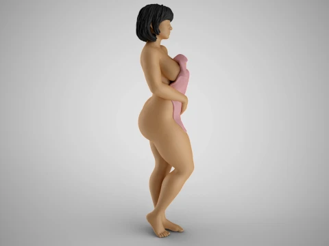 Girl Covering Herself 3D Print Model