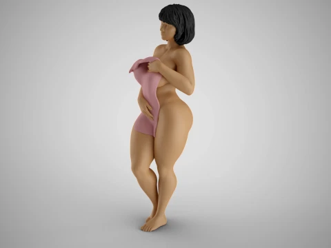 Girl Covering Herself 3D Print Model