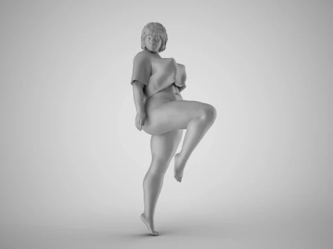 Overweight Woman Leg Lift 3D Print Model