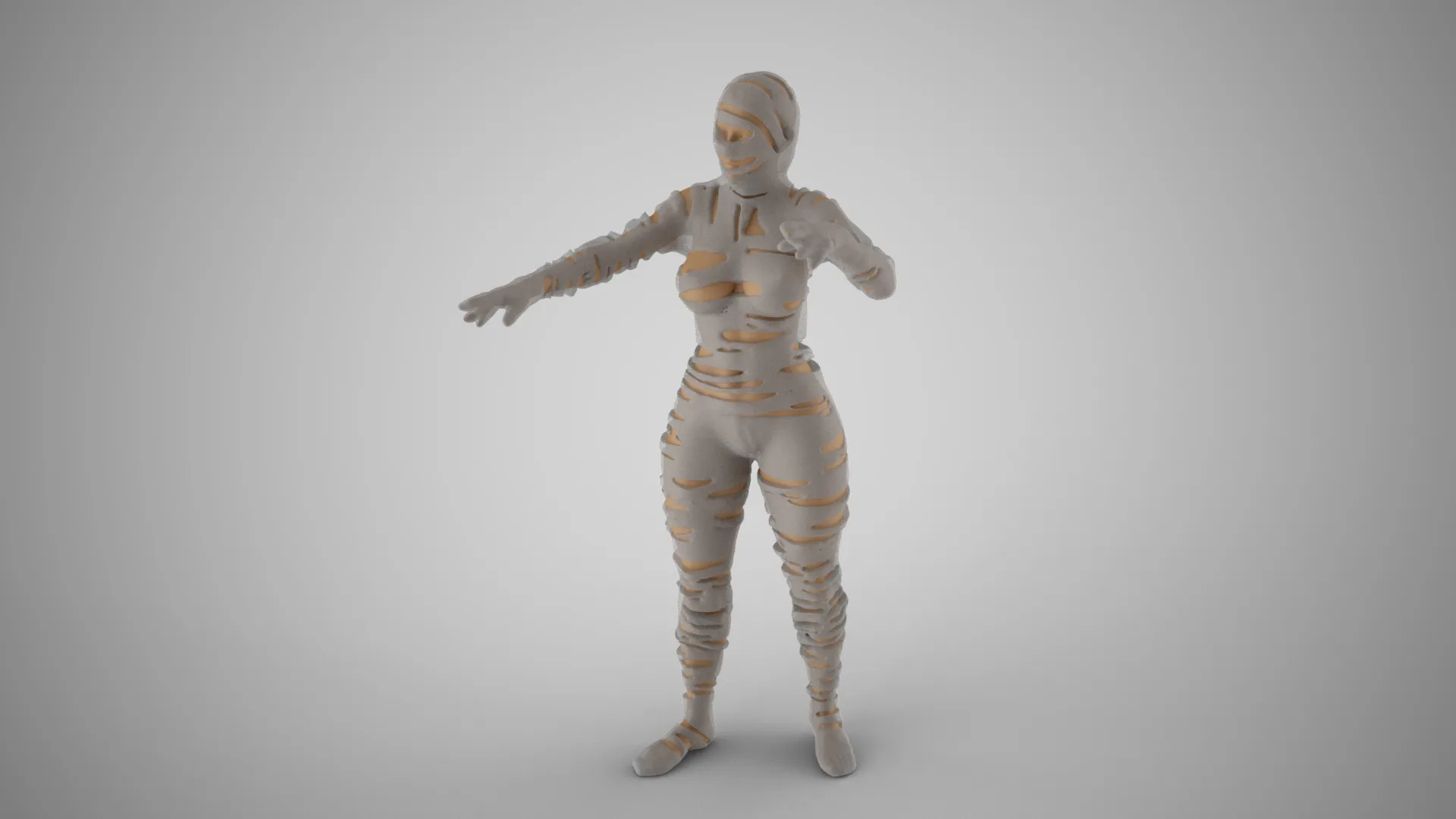 ミイラ女 3Dプリントモデル .c4d .max .obj .3ds .fbx .stl .blend