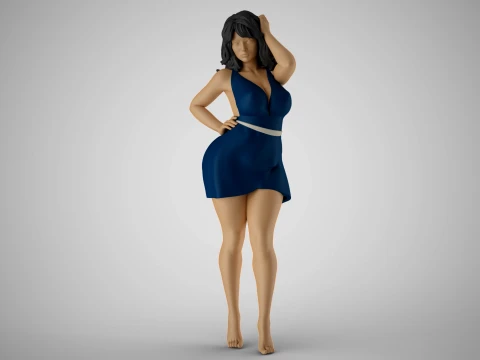 허리에 손을 얹은 소녀 3D 프린트 모델