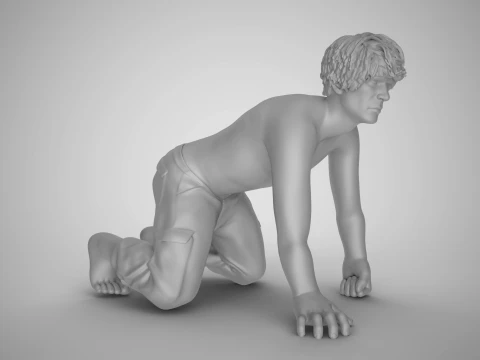 Angry Man Crawling 3D Print Model