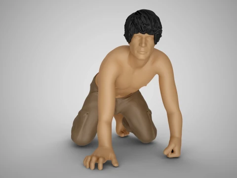 Angry Man Crawling 3D Print Model