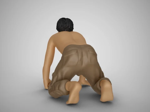 Angry Man Crawling 3D Print Model