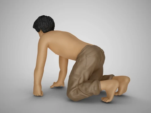 Angry Man Crawling 3D Print Model