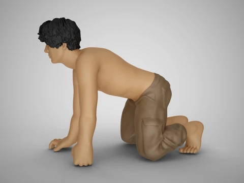 Angry Man Crawling 3D Print Model