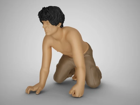 Angry Man Crawling 3D Print Model