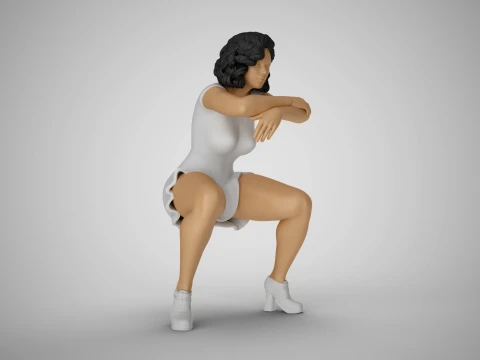 팔짱을 끼고 앉아 있는 여자 3D 프린트 모델