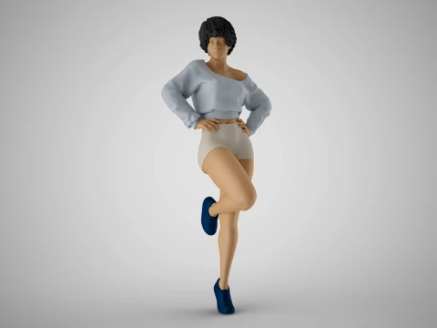 腰に手を置く若い女の子 3Dプリントモデル